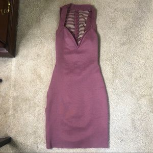 Maroon/purple ribbed dress with braided back
